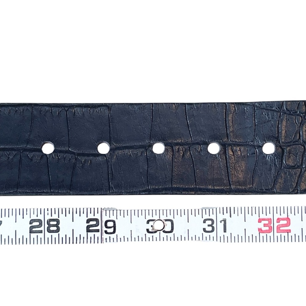 Italian Leather Black Croc-Embossed Wide Waist Oversized Belt Maximalist XS - Picture 11 of 14